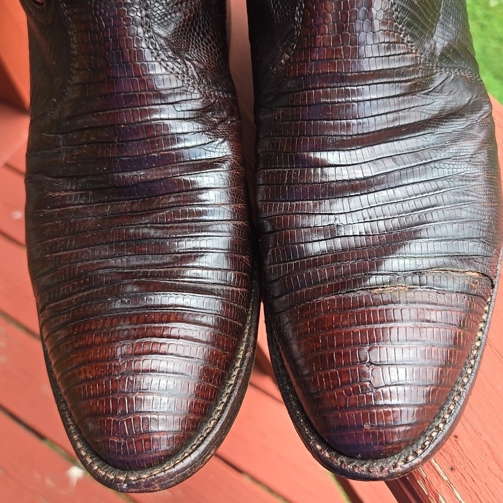 Tony Lama Cognac Lizard Western Boots Cowgirl Cowboy 8.5D - Picture 7 of 11